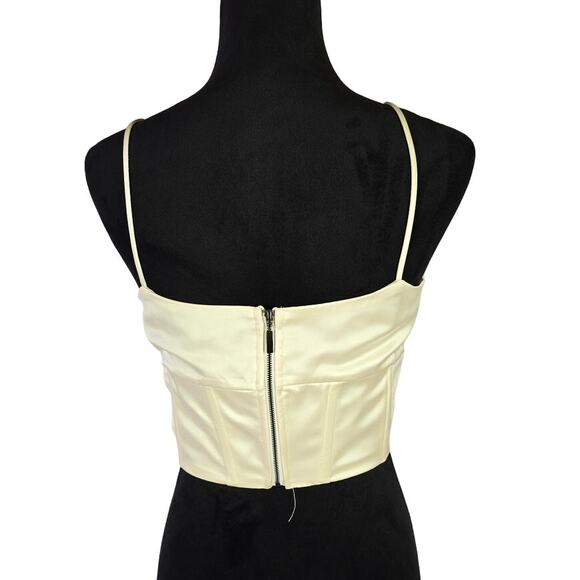 Jason Wu Square Neckline Sleeveless Cropped Corset Top Cream Medium - Picture 2 of 4